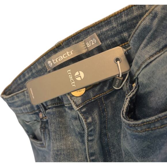 Tractr High Rise Skinny Jeans, Distressed Raw Hem, Medium Wash, Size 8/29, NWT - Picture 3 of 5